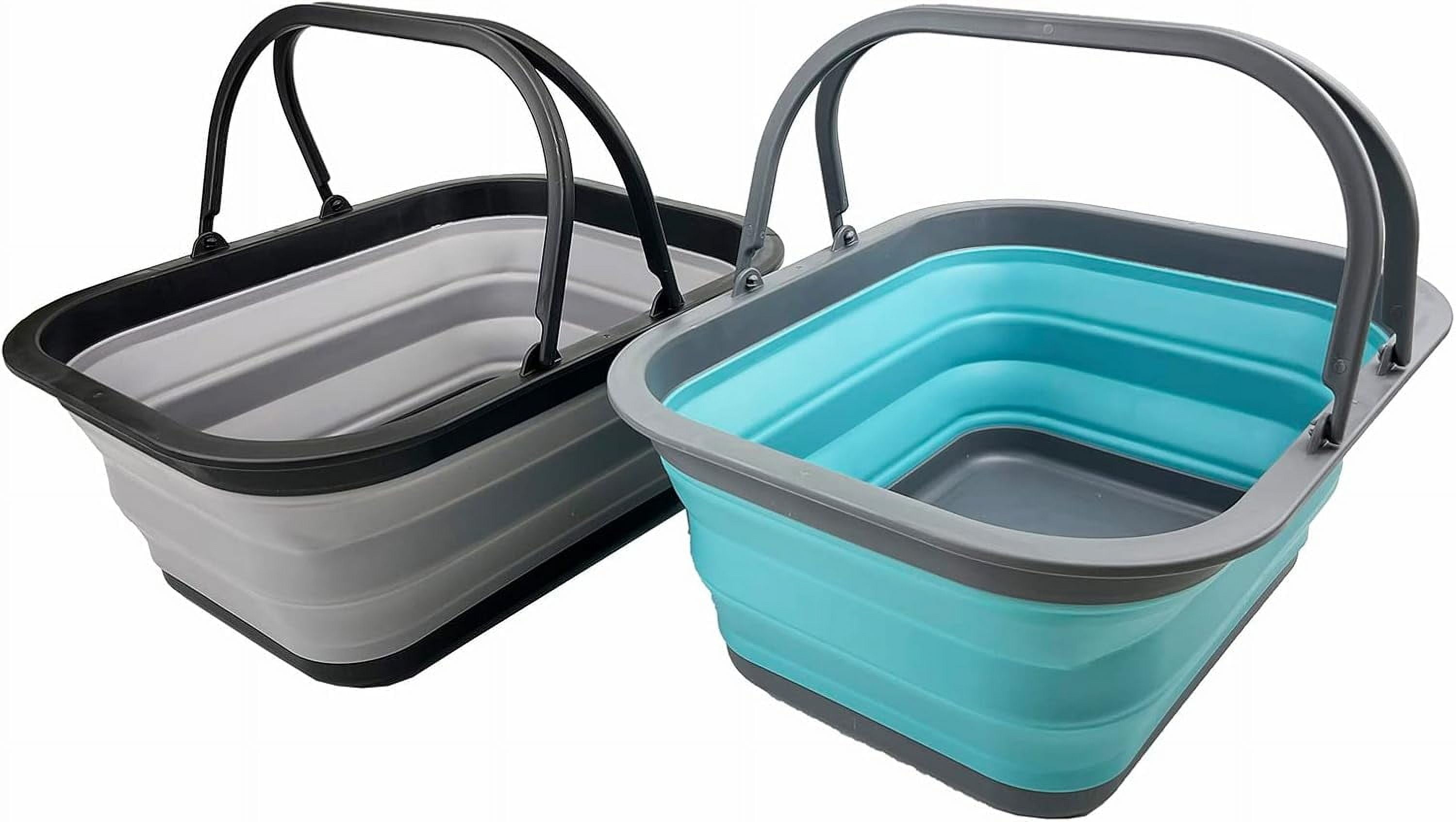 SAMMART 12L (3.1 Gallon) Collapsible Rectangular Handy Basket/Bucket/Multiuse Foldable Water Pail For Camping, Fishing (Black/Alloy Grey