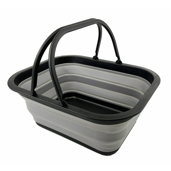SAMMART Collapsible Tub with Handle 15L (4 Gallon) - Portable Picnic Basket/Crate - Foldable Storage Container for Dishes Washing, Camping and Home