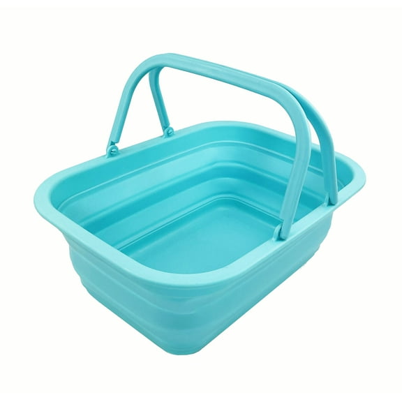 SAMMART Collapsible Tub with Handle 9.2L (2.37Gallon)- Portable Outdoor Picnic Basket/Crate - Foldable Basin for Washing Dishes,Camping,Hiking
