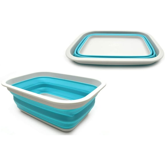 SAMMART SAMMART 9.2L (2.37Gallon) Collapsible Tub with Handle - Portable Outdoor Picnic Basket / Crater - Foldable Shopping Bag - Space Saving Storage Container