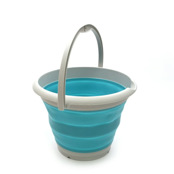 SAMMART Set of 2 - 10L (2.6 Gallon) Collapsible Plastic Bucket - Foldable Round Tub - Portable Fishing Water Pail - Space Saving Outdoor Waterpot, size 33cm dia (Grey)