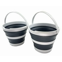 SAMMART Set of 2 10L (2.6 Gallon) Collapsible Plastic Bucket - Foldable Round Tub - Portable Fishing Water Pail - Space Saving Outdoor Waterpot, size 33cm dia