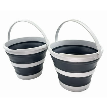 SAMMART Set of 2 10L (2.6 Gallon) Collapsible Plastic Bucket - Foldable Round Tub - Portable Fishing Water Pail - Space Saving Outdoor Waterpot, size 33cm dia