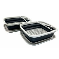 SAMMART Set of 2 8L (2.11Gallons) Collapsible Plastic Dish Drainer with Drainer Board - Foldable Drying Rack Set - Portable Dinnerware Organizer - Space Saving Kitchen Storage Tray