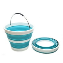 SAMMART Set of 2 Collapsible Plastic Bucket - Foldable Round Tub - Portable Fishing Water Pail - Space Saving Outdoor Waterpot, size 31cm dia (Bright Blue)