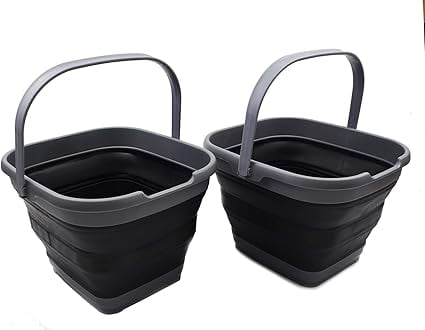 SAMMART Collapsible Rectangular Handy Basket Set Of 2 - 10L (2.6 Gallon) Capacity, Grey 9 thumbnail image