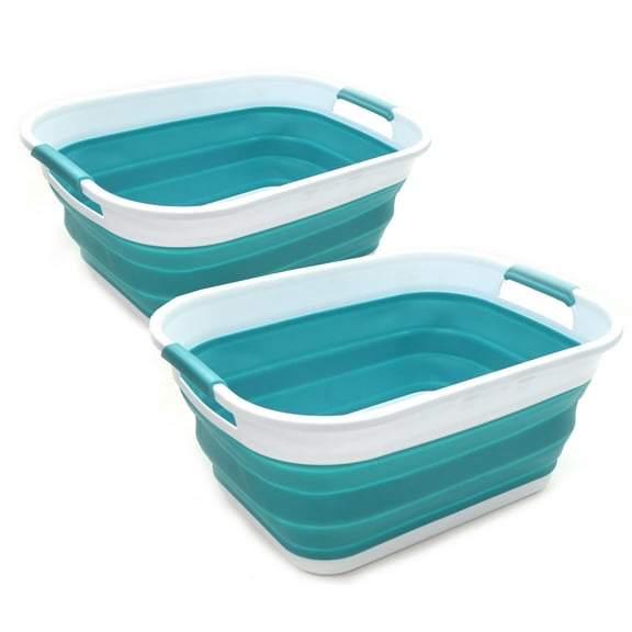 SAMMART Set of 2-17.5L (4.6 Gallon) Collapsible/Foldable/Pop Up/Portable Washing Tub/Storage Basket, Water Capacity 13.5L/3.5 Gallon