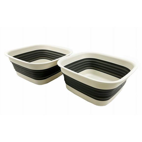 SAMMART Set of 2 8L (2.1 Gallon) Collapsible Tub - Foldable Dish Tub - Portable Washing Basin - Space Saving Plastic Washtub
