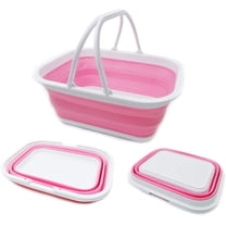 SAMMART15.5L (4.1Gallon) Collapsible Tub with Handle - Portable Outdoor Picnic Basket / Crater - Foldable Shopping Bag - Space Saving Storage Container