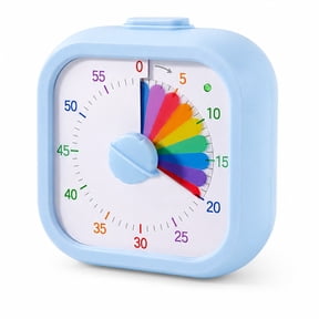 SAMODRA 60 Minute Visual Timer for Kids, Visual Countdown Timer for Classroom Office Kitchen, Timer for Kids Desk with Silent Operation (Blue Rainbow)