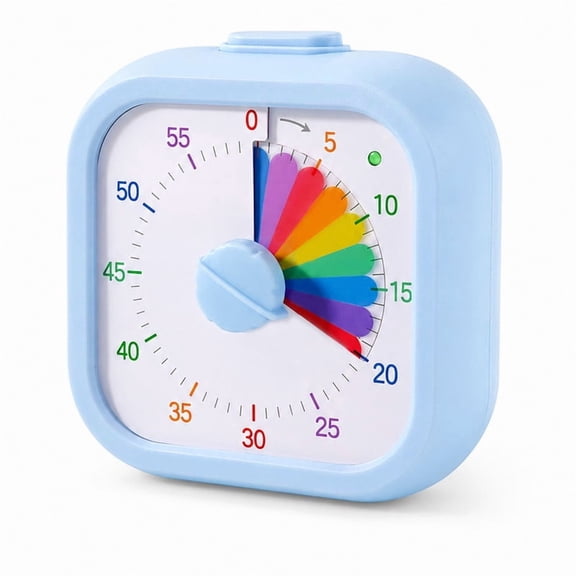 SAMODRA 60 Minute Visual Timer for Kids, Visual Countdown Timer for Classroom Office Kitchen, Timer for Kids Desk with Silent Operation (Blue Rainbow)