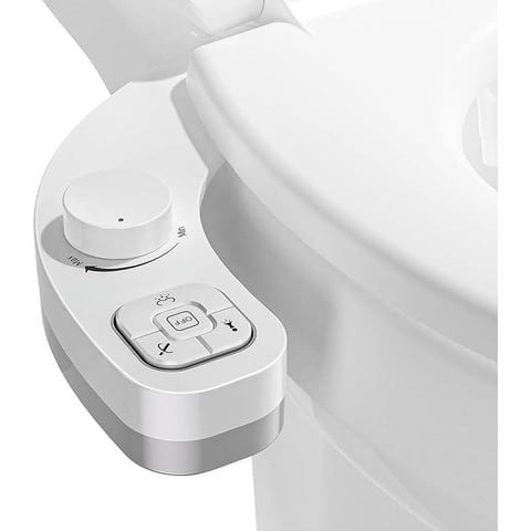 SAMODRA Non-Electric Bidet - Self Cleaning Dual Nozzle Bidet Attachment with Independent Adjustable Water Pressure (White)