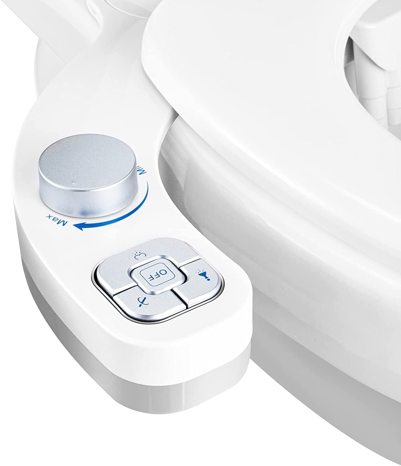 SAMODRA Non-Electric Bidet - Self Cleaning Dual Nozzle (Frontal and Rear Wash) Fresh Water Bidet Toilet Seat Attachment with Independent Adjustable Water Pressure (Classic Silver)