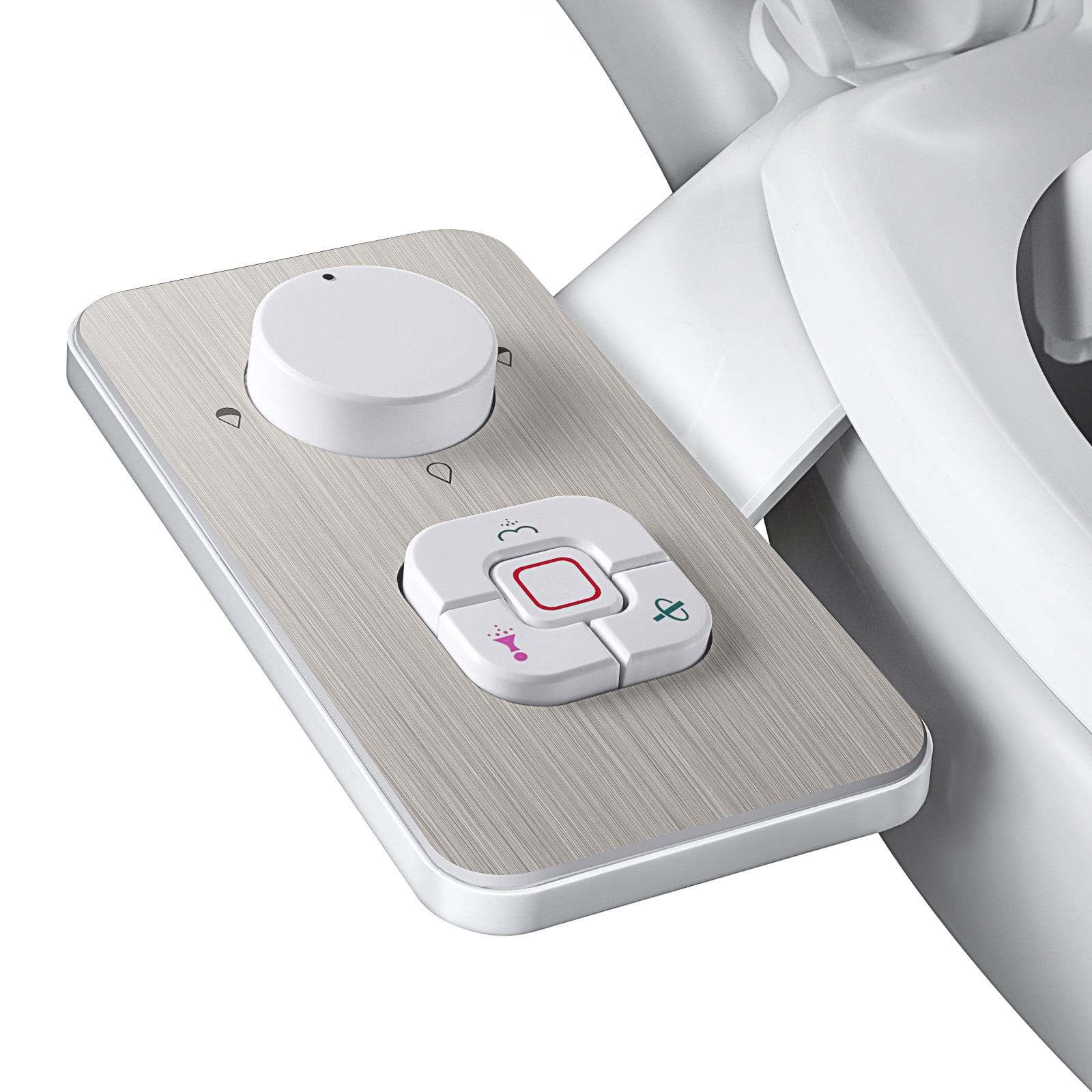 White Non-Electric Bidet Attachment with Brass Handle