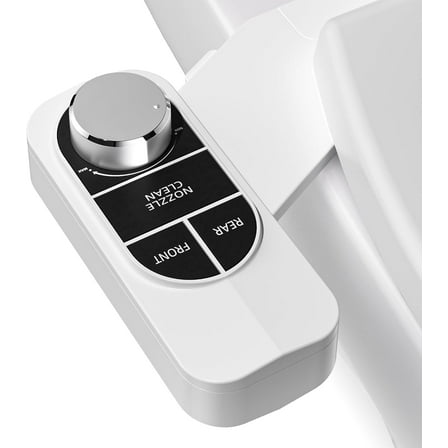 SAMODRA Non-Electric Bidet - Self Cleaning Dual Nozzle (Frontal and Rear Wash) Fresh Water Bidet Toilet Seat Attachment with Independent Adjustable Water Pressure (Classic Silver)