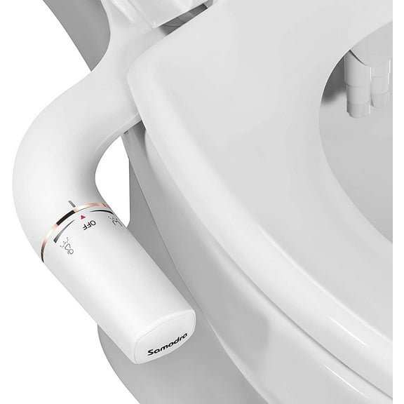 SAMODRA Ultra-Slim Bidet Attachment for Toilet - Dual Nozzle Hygienic Bidets for Existing Toilets - Adjustable Water Pressure Fresh Water Toilet Bidet