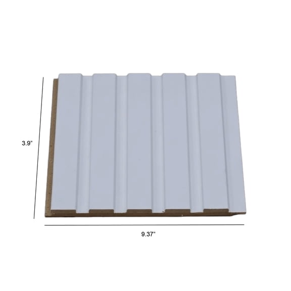 SAMPLE 3.9"x9.37" Wood Wall Slat Panels, White, Paintable, DIY, Easy Install Seamless