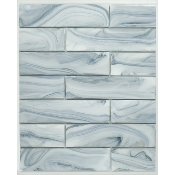 SAMPLE-Barc 3" x 12" Straight Edge Glass Marble Look Subway Wall Tile