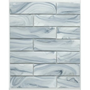 SAMPLE-Barc 3" x 12" Straight Edge Glass Marble Look Subway Wall Tile
