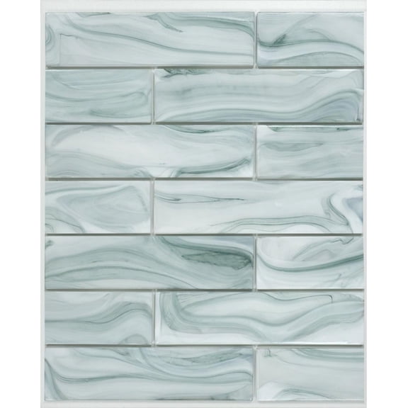 SAMPLE-Barc 3" x 12" Straight Edge Glass Marble Look Subway Wall Tile