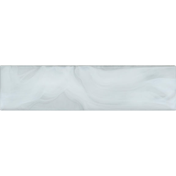 SAMPLE-Barc Birch Grey 3-in. x 12-in. Marble Look Subway Polished Glass Wall and Floor Tile