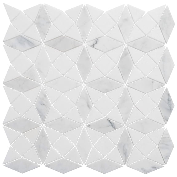 SAMPLE-Cimarron Flakes Gray Geometric Polished Natural Stone Mosaic Wall & Floor Tile