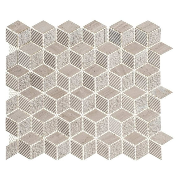 SAMPLE-Cubit 1" x 2" Marble Grid Mosaic Wall & Floor Tile