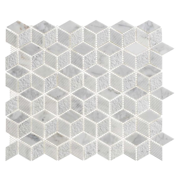 SAMPLE-Cubit 1" x 2" Marble Grid Mosaic Wall & Floor Tile