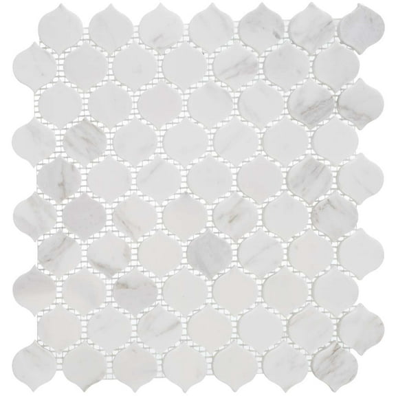 SAMPLE-Dayberry Fog Gray 1.5-in. Marble Arabesque Polished Natural Stone Mosaic Wall & Floor Tile