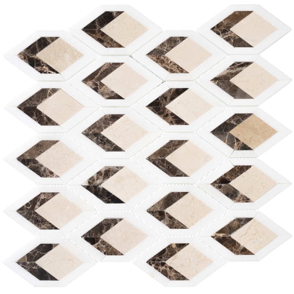 SAMPLE-Easton Ecru Brown 3-in. x 5-in. Novelty Glossy Glass Natural Stone Mosaic Wall & Floor Tile