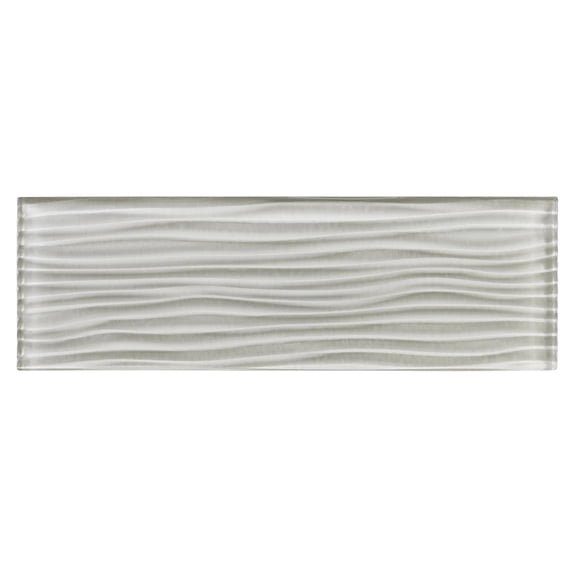 SAMPLE-Enchant-Parade Diva Gray 4-in. x 12-in. Textured Subway Polished Glass Wall & Floor Tile