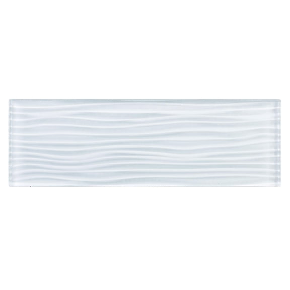 SAMPLE-Enchant-Parade Ghost Gray 4-in. x 12-in. Textured Subway Polished Glass Wall & Floor Tile