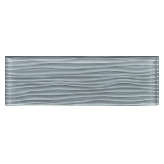 SAMPLE-Enchant-Parade Spark Gray 4-in. x 12-in. Textured Subway Polished Glass Wall & Floor Tile