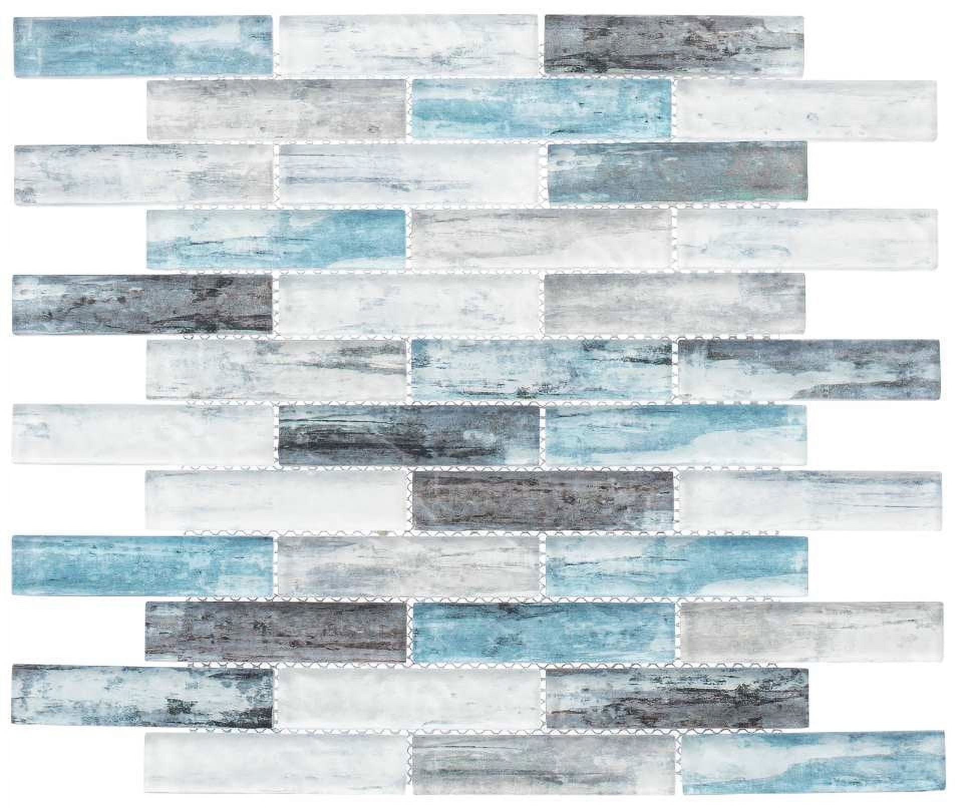 Giovan 1" x 4" Blue and Gray Glass Brick Joint Mosaic Tile