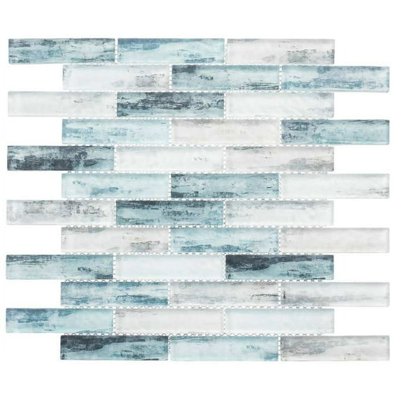 SAMPLE-Giovan Islandia Blue 1-in. x 4-in. Brick Joint Matte Glass Mosaic Wall and Floor Tile