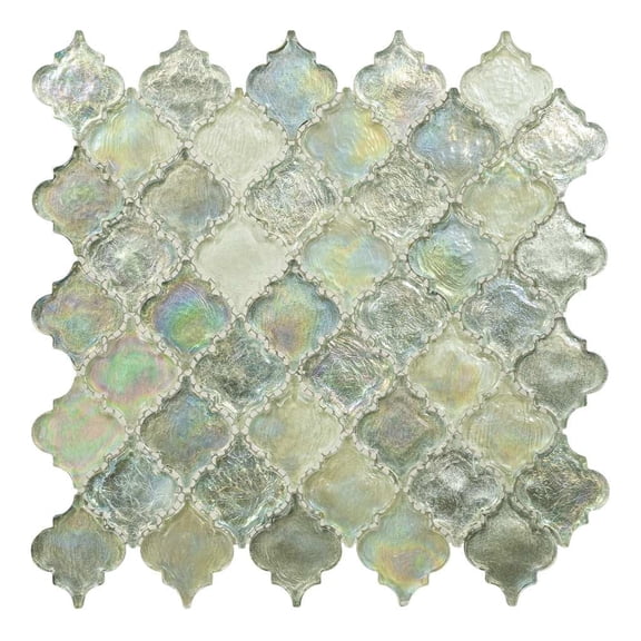 SAMPLE-Grandio Utopia Silver 2-in. Arabesque Polished Glass Mosaic Wall Tile
