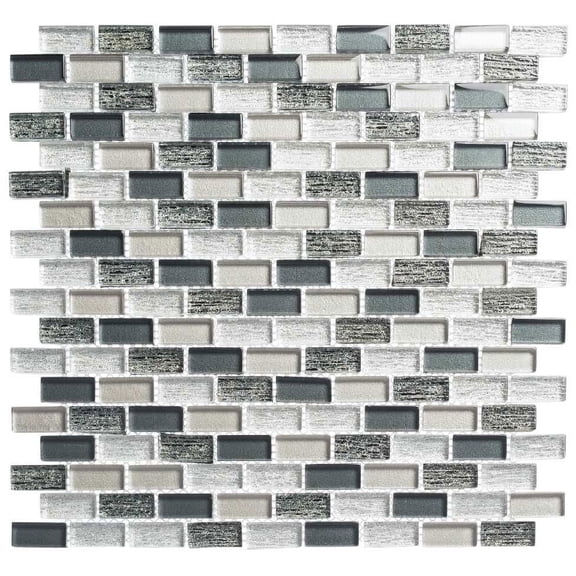 SAMPLE-Highline 0.625" x 1.25" Glass Mosaic Sheet Floor Use Tile