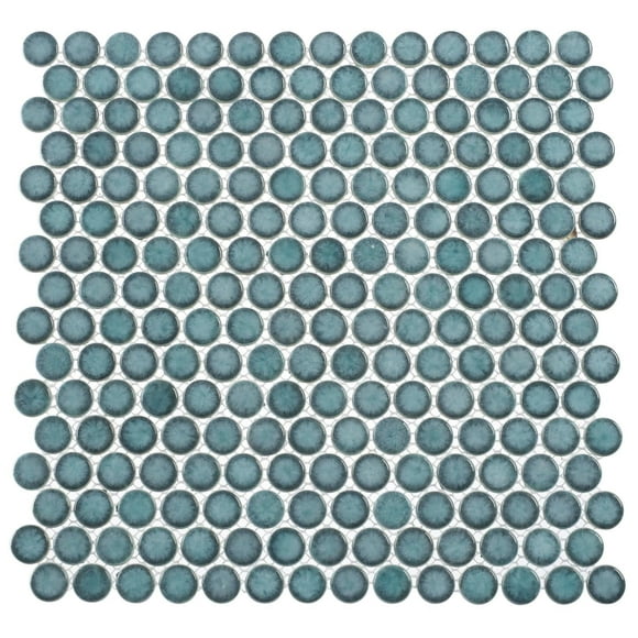 SAMPLE-Honoro-Bulbi 3/4" Penny Round Smooth Glass Mosaic Wall & Floor Tile