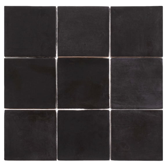 SAMPLE-Jenae Vivin Black 4-in. Zellige Glossy Ceramic Wall Tile