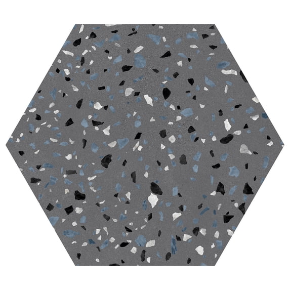 SAMPLE-Kallisto Pierre Gray 8-in. x 9-in. Hexagon Terrazzo Matte Porcelain Wall & Floor Tile