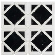SAMPLE-Maquette Jet Black Novelty Marble Look Polished Natural Stone Mosaic Wall & Floor Tile