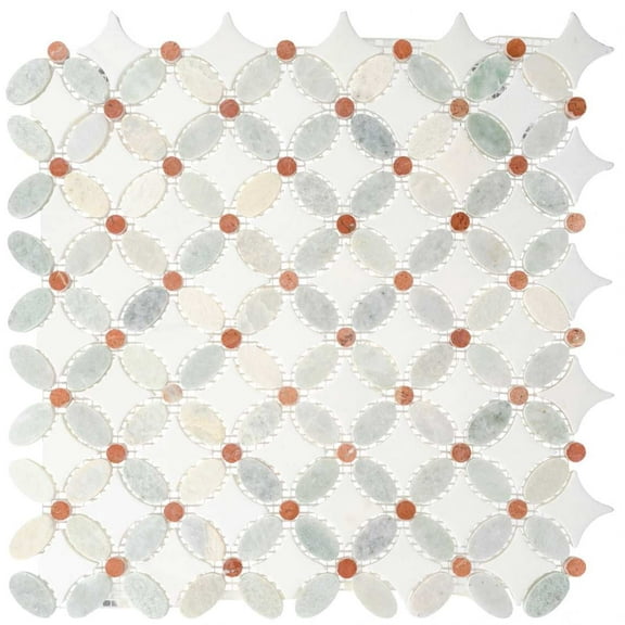 SAMPLE-Martha Spring Grey Novelty Marble Look Glossy Natural Stone Mosaic Wall & Floor Tile