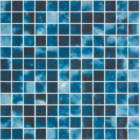 SAMPLE-Mediterranean Croatia Blue 1-in. Marble Look Polished Glass Mosaic Wall and Floor Tile