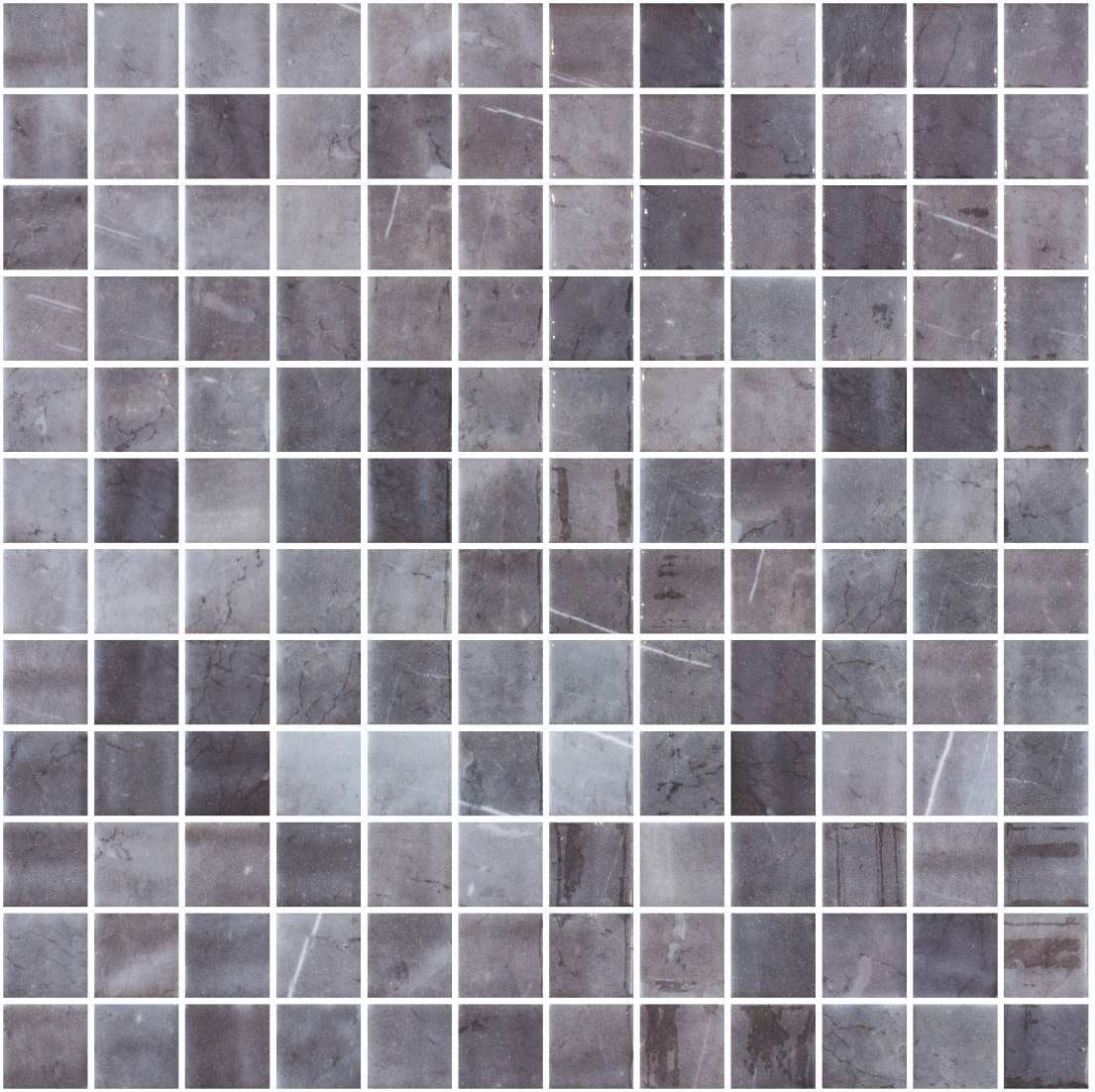SAMPLE-Mediterranean Kasbbah Grey 1-in. Marble Look Polished Glass Mosaic Wall and Floor Tile