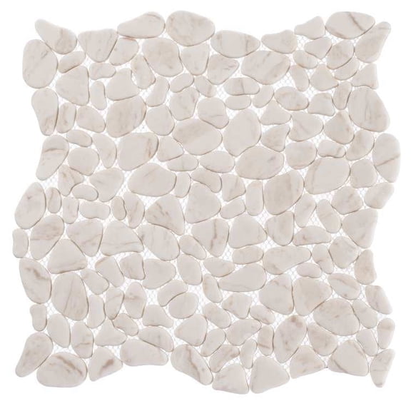 SAMPLE-Mellow Peace Beige Novelty Pebble Stone Look Matte Glass Mosaic Wall and Floor Tile