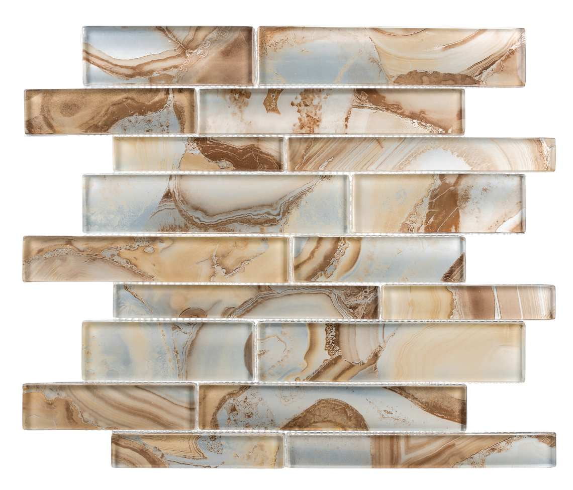 Agate Inspired Glass Brick Joint Mosaic Wall Tile Sample