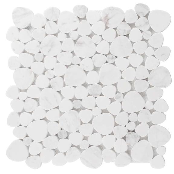 SAMPLE-Oasis Halo Gray Pebble Stone Look Natural Stone Mosaic Wall and Floor Tile