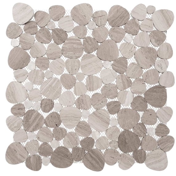 SAMPLE-Oasis Shallow Brown Pebble Stone Look Natural Stone Mosaic Wall and Floor Tile