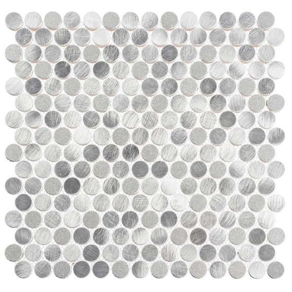 SAMPLE-Orb Zest Gray 3/4-in. Penny Round Metal Mosaic Wall Tile