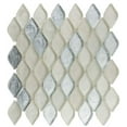 thumbnail image 1 of SAMPLE-Plume Crème White 2-in. x 1-in. Novelty Marble Look Glossy Glass Mosaic Wall and Floor Tile, 1 of 1